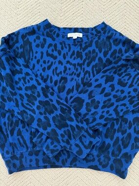 Socialite Royal Blue and Black Leopard Crewneck Sweater